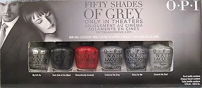 OPI 50 SHADES OF GREY Ltd Ed 6 Mini Nail Polish Set~Silk Dark Gray Shine Cement • $18.79