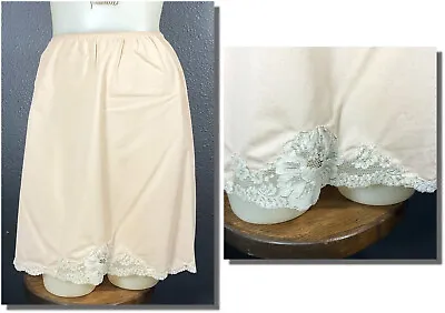 Vintage Blush Nylon Van Raalte Slip Gorgeous Lace Half Slip M • $44.99