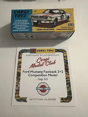 Corgi Model Club 325 Ford Mustang Fastback 2+2 Competition Model Boxed Inc COA • £29.99