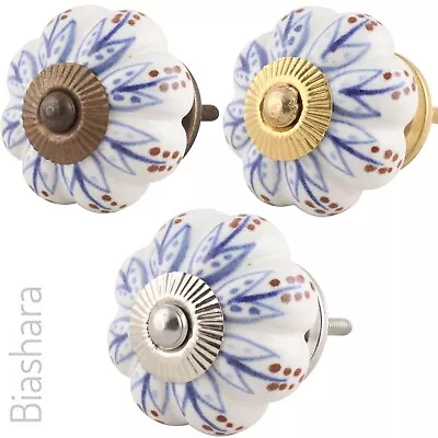 £2.60 • Buy Blue White CERAMIC DOOR KNOBS Vintage Floral Cupboard Handles Cabinet Drawer 