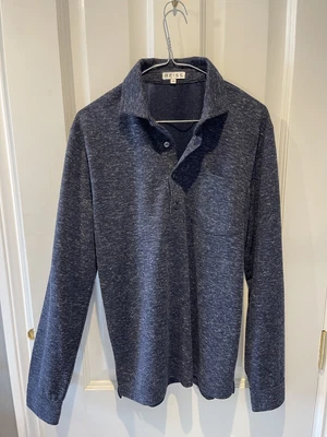 £15 • Buy Reiss Half-Button Long-Sleeve Polo Shirt, Blue, Medium
