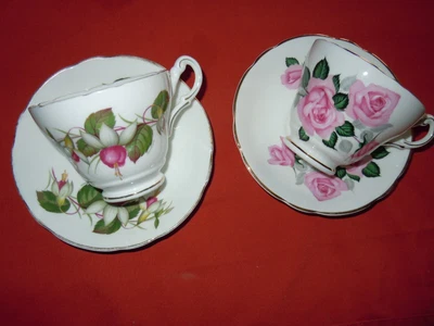 £11.50 • Buy Cups & Saucers Fuchsia & Pink Rose - Bone China Gold Backstamp Regency Brand