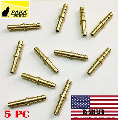 $9.99 • Buy 5PC - 1/4  (6 Mm) Hose Barb Mender Union Splicer Brass Fitting Gas Fuel Water