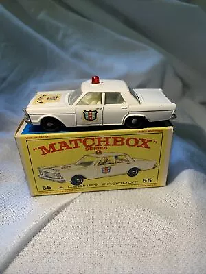 🔥 Matchbox Lesney #55 Ford Galaxie Police Car  Red Light W/ Original Box • $49.99