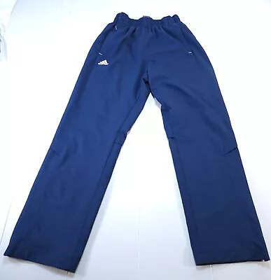 Adidas Training Pants Mens Small Blue Logo Sweat Jogger Soccer Breathable Zip • $10.85