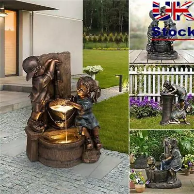£9.49 • Buy Garden Kissing Kids Ornaments Outdoor Decor Boy And Girl Statue Sculpture