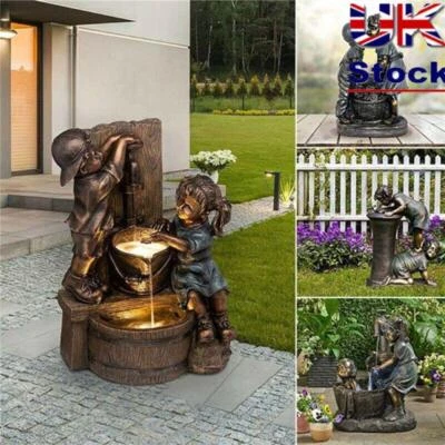 £9.49 • Buy Garden Kissing Kids Ornaments Outdoor Decor Boy And Girl Statue Sculpture