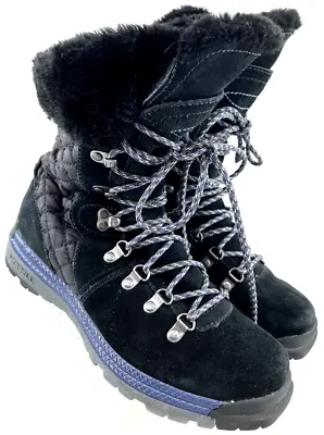 Merrell Polartec Black Quilted Zip Up Fur Winter Boots Shoes Womens US 8 • $39.99