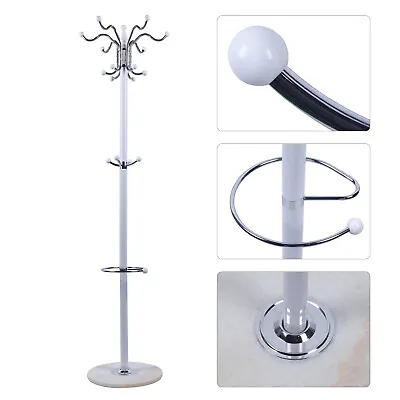 Metal Coat Rack Tree Stand Clothes Hat Bag Hanger Umbrella Holder Home 16 Hooks • $53