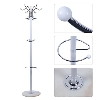 Metal Coat Rack W/ Umbrella Holder Hat Tree Stand Clothes Hanger 16 Hooks USA! • $53