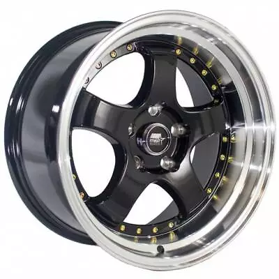 4-New 17  MST MT07 Wheels 17x9 5x114.3 20 Black Machine Lip Gold Rivet Rims 73.1 • $709.20