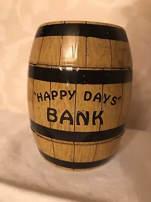 Happy Days Barrel Coin Bank 1930's J CHEIN & CO. Tin Litho  • $7.95