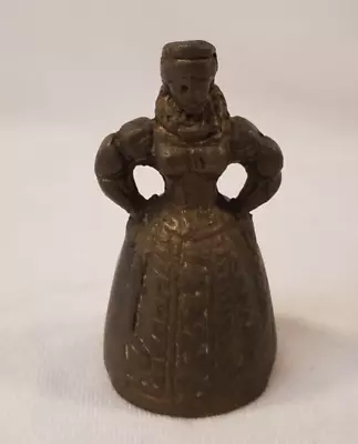 Vintage Solid Brass Bell Queen Figure Dress Victorian Manor Lady Small 3  Heavy • $13.99