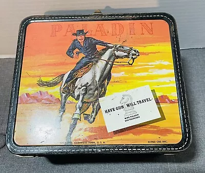 Vintage 1960 Paladin Have Gun Will Travel Metal Lunchbox & Thermos • $150