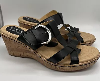 Born Concept Black Strap Cork Wedge Sandle Y2K Buckle Style W8 EXC • $20.99