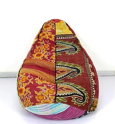 Handmade Vintage Cotton Kantha Floral Bohemian Bean Bag Sacco Chair Ottoman E • $49.99