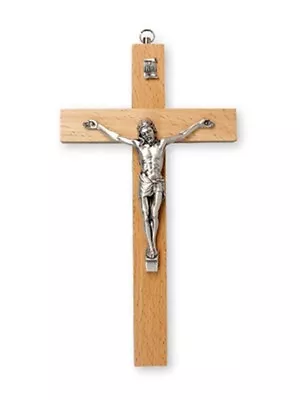 Pear Wood Crucifix 8 Inch Religious Wall Hanging Elegant Christian Home Decor • £18.95