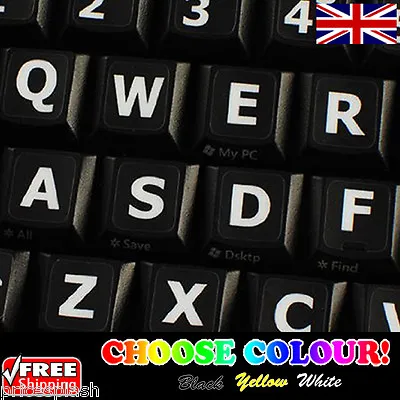 English US LARGE LETTER Non-Transparent Keyboard Stickers Laptop PC 4 Colours • £1.99