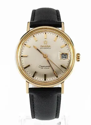 Omega Men's Gold-Plated Automatic Seamster Deville W/ Leather Band 563 • $1994.31