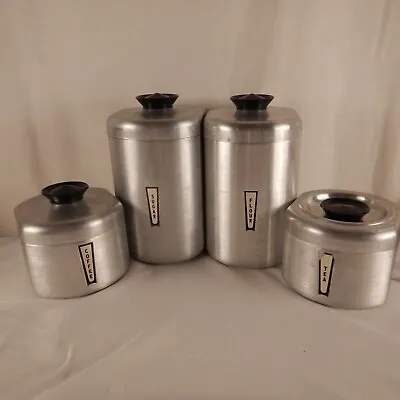 Kromex Aluminum Cannisters Set Of 4 Coffee Tea Sugar Flour MCM Retro • $28