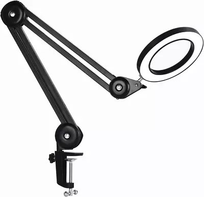 Magnifying Lamp - With Light 5X Real Glass 3-Color-Mode Dimmable LED Desk Clamp • $53.99