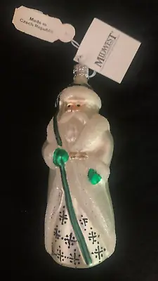 Vintage Pam Schifferl Blown Glass White Coat Santa Midwest Ornament 4-1/2  • $11.99