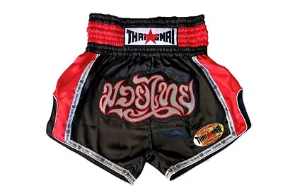 Muay Thai KickBoxing Shorts Red Black Embroidery Design Costume MMA UFC K1 Gym • $37.64