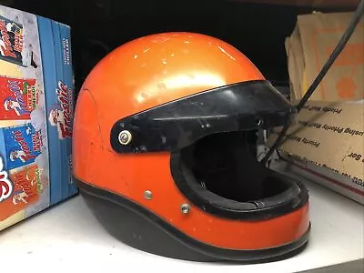 Vintage 1974 Shoei S-20 Motocrcycle Helmet Orange Size Large Scooter Vespa • $42