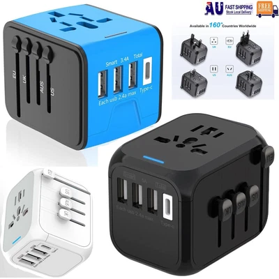 $24.99 • Buy Universal International Travel Plug 4 USB C Power Adapter Worldwide 2.1/3.4/5A