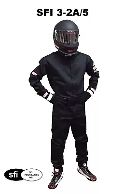 Sfi 5 Racing Suit Fire Suit Sfi 3-2a/5 One Piece 2 Layer Black Size Adult Small • $224.99