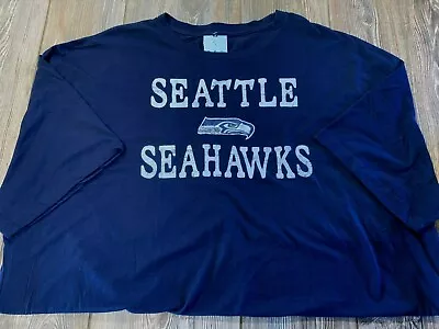 NWT Mens Seattle Seahawks Navy Blue Ultra Soft Vintage Look Logo T-Shirt Sz 2XL • $22.50