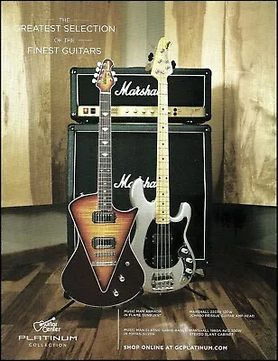 Ernie Ball Music Man Armada & Sabre Bass Guitar Marshall Amp Advertisement Print • $3.96
