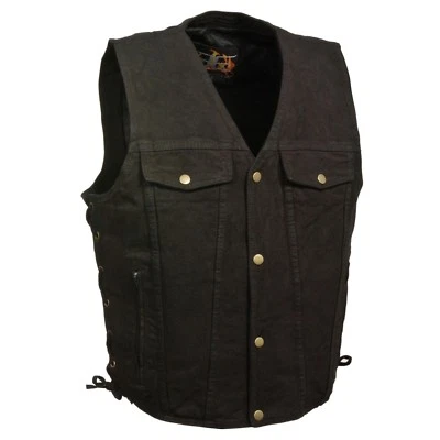 $44.99 • Buy Milwaukee Leather Men's Side Lace Denim Vest W/ Two Chest Pockets  **DM1360 BLK