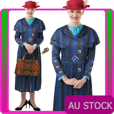 Deluxe Laides Mary Poppins Returns Costume English Nanny Book Week Fancy Dress • $52.45