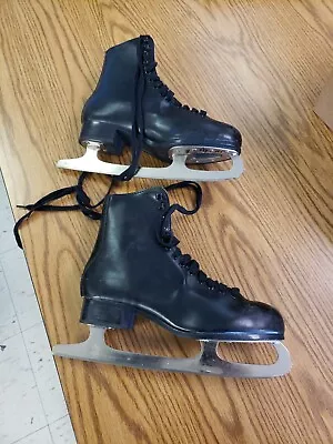 SLM Figure Ice Skates Size Mens 8 Black 10 1/3 Blades Made In Canada • $29.95