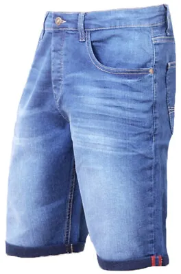 £12.99 • Buy Mens Denim Shorts Stretch Slim Fit Rolled Hem Jeans Half Pants