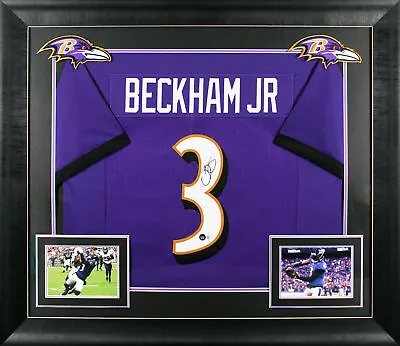 Odell Beckham Authentic Signed Purple Pro Style Framed Jersey BAS Witnessed • £281.49