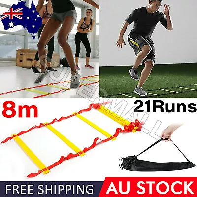 8M Agility Speed Sport Trainning Ladder Soccer Fitness Boxing 21Runs Bag Gym OZ • $17.94