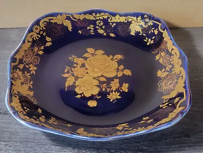 VINTAGE Haas Czjzek M Z Cobalt Blue 24K Gold Fine Porcelain Dish Plate 8  • $20