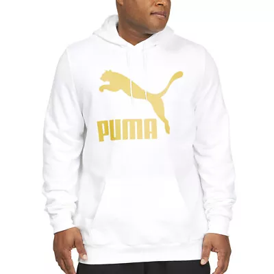 Puma Classics Logo Hoodie Fl S Big Tall Mens White Casual Outerwear 533304-57 • $23.45