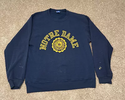 Vintage Champion University Of Notre Dame Sweatshirt Men’s Sz L Blue Made In USA • $25