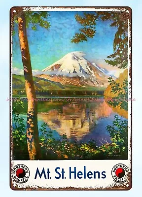 Vintage Art Prints 1920s Mt. St. Helens North Coast Travel Poster Metal Tin Sign • $18.89