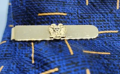 Vintage ANSON TIE BAR CLIP CLASP STAY Gold Tone Double Eagle 32º Masonic Emblem • $12.49