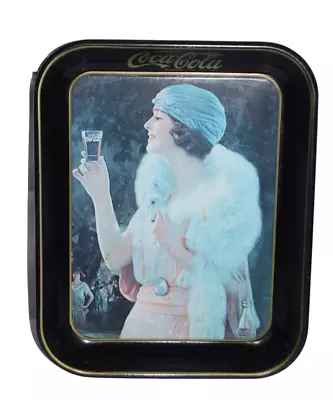 Coca Cola Tin Serving Tray Flapper Lady Vintage 1973 13  X 10  Rectangle Mancave • $14.99