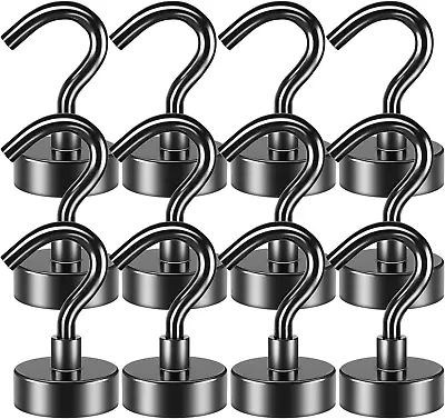 10 Pack Black Magnetic Hooks 22Lbs Strong Magnet Hooks For Hanging Magnetic Ho • $8.38