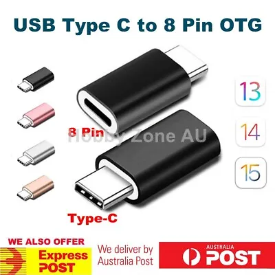 $5.50 • Buy USB Type C Male To 8 Pin Female OTG Adapter Fast Charging Converter Data Sync