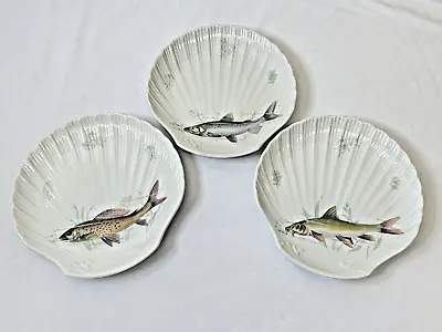 LOT OF 3 PORCELAIN DE SOLOGNE 9.5  FISH Design Plates - Made In France • $39.99