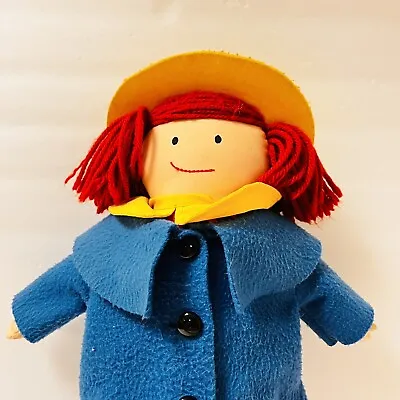 VTG Madeleine Madeline Plush Doll 1994 Eden Blue Coat Red Plaid Dress Rag Doll • $10.48