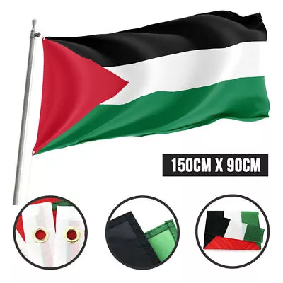 Palestine Palestinian Flag 5ft X 3ft Eyelets Fast Despatch Premium Polyester • £3.49