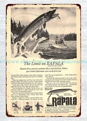 1965 Rapala Muskie Minneapolis Fishing Lake House Marina Nautical Metal Tin Sign • $18.99